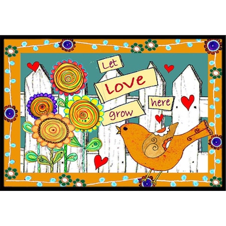 Carolines Treasures Let Love Grow Here Indoor and Outdoor Mat- 18 x 27 in. PJC1101MAT